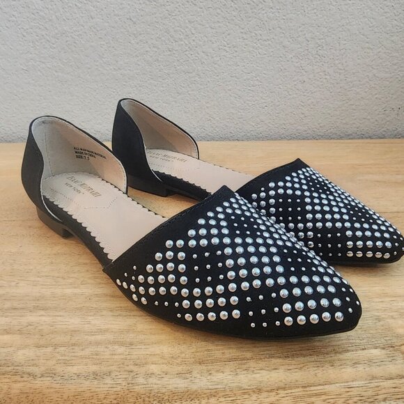 Isaac Mizrahi D’Orsay Black Suede/Studded Pointed Toed Flats Womens Sz 7.5 - Picture 3 of 13